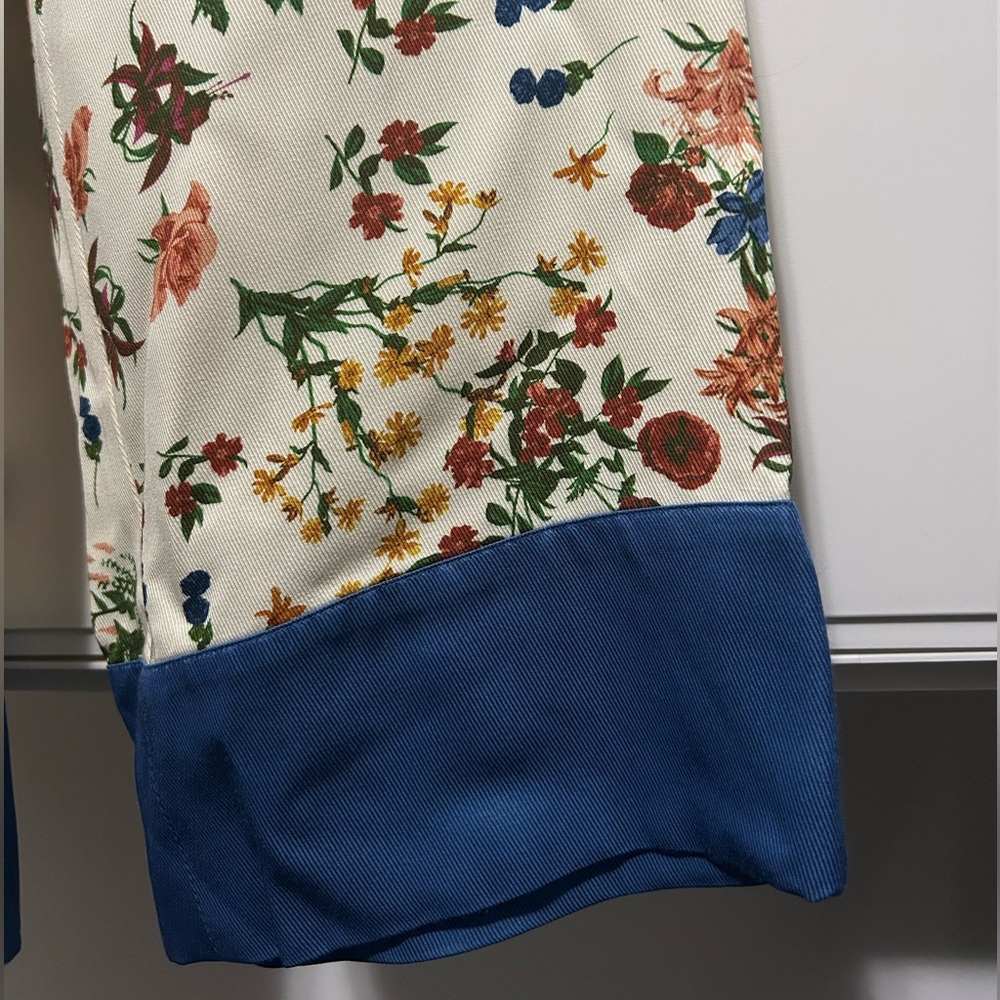 Wilfred Wide Leg Pants with Floral Design in Cream and Blue - Picture 4 of 4